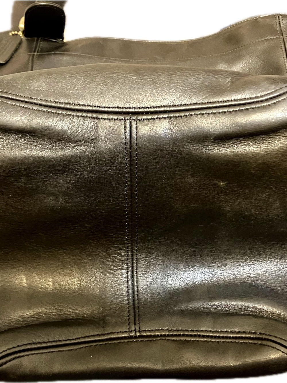 Coach Black Leather Large Shoulder Tote with Brass Hardware - Picture 8 of 10